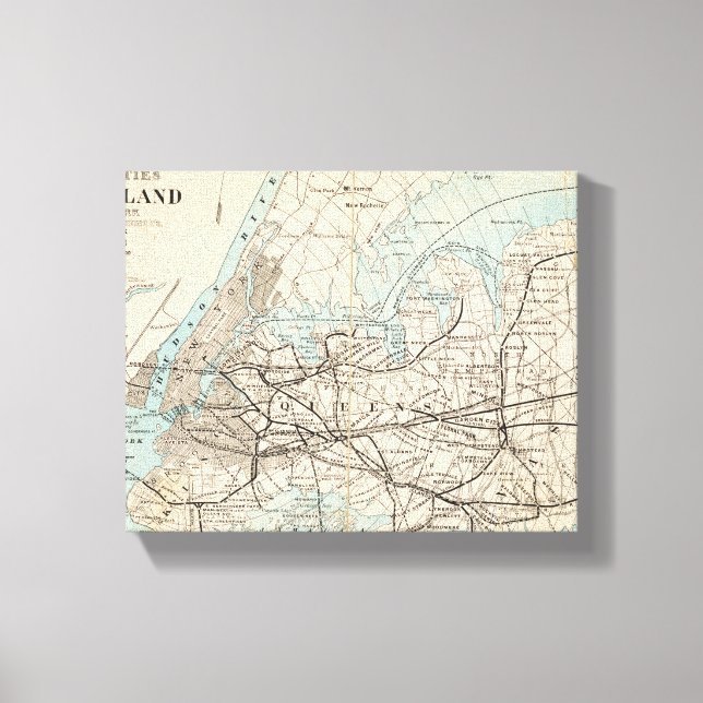 Map of Kings, Queens, Long Island Canvas Print (Front)