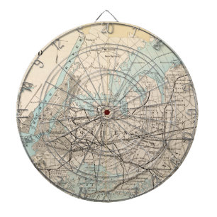 Map of Kings, Queens, Long Island Dartboard
