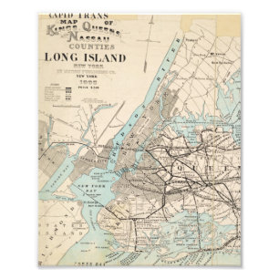 Map of Kings, Queens, Long Island Photo Print