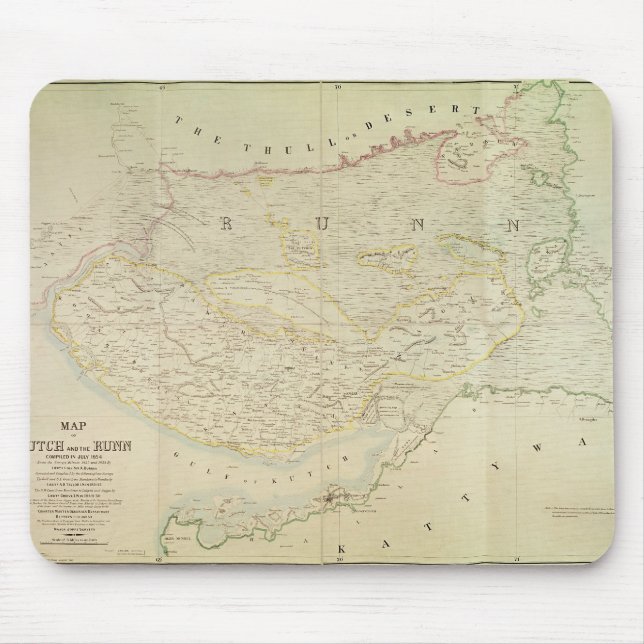Map of Kutch and Runn, India, 1854 Mouse Pad (Front)