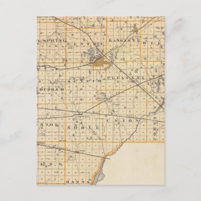 Map of La Porte County Postcard (Front)