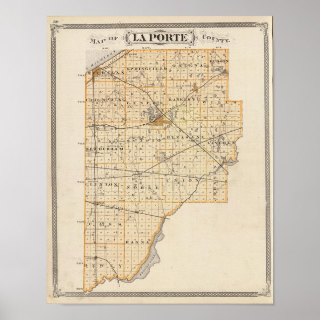 Map of La Porte County Poster (Front)