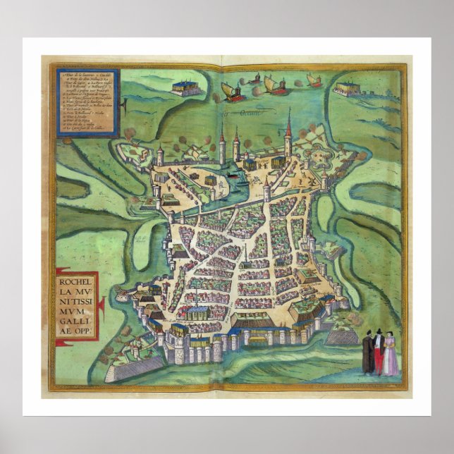Map of La Rochelle, from 'Civitates Orbis Terrarum Poster (Front)