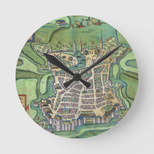 Map of La Rochelle, from 'Civitates Orbis Terrarum Round Clock