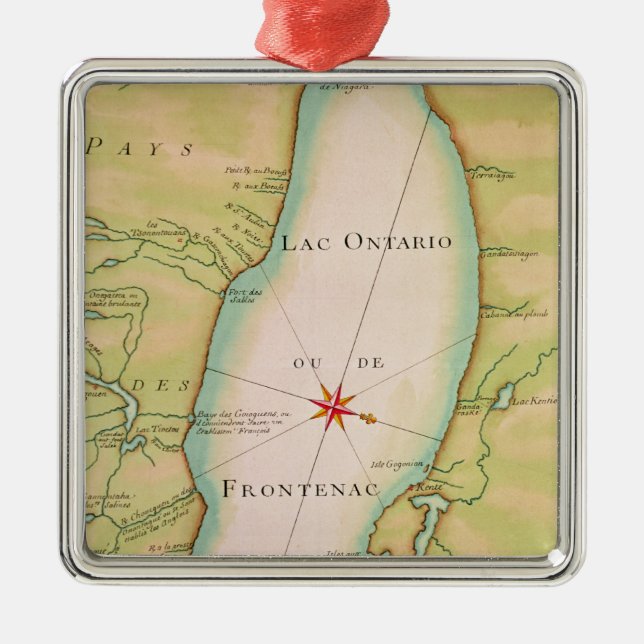 Map of Lake Ontario Metal Tree Decoration (Front)