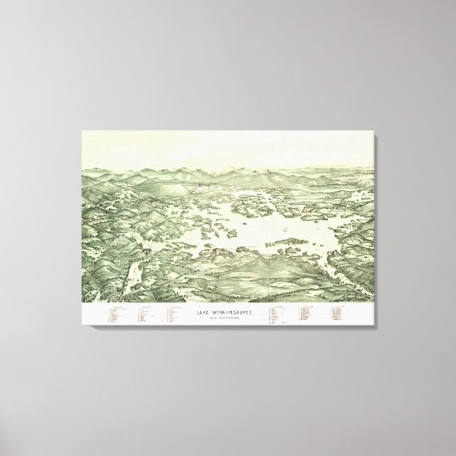 Map of Lake Winnipesaukee from 1903 Canvas Print (Front)