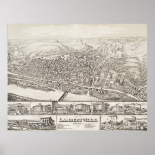 Map of Lambertville, New Jersey in 1883 Poster