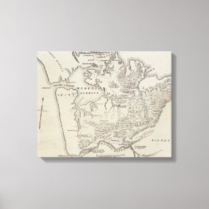 Map of land between Auckland & Waikato River Canvas Print