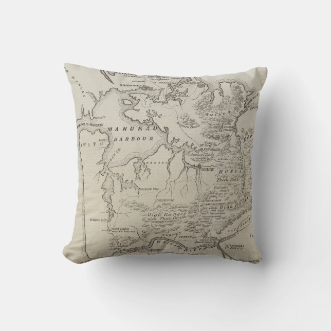 Map of land between Auckland & Waikato River Cushion (Front)