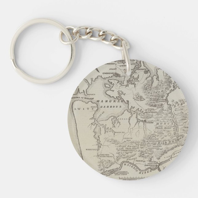 Map of land between Auckland & Waikato River Key Ring (Front)