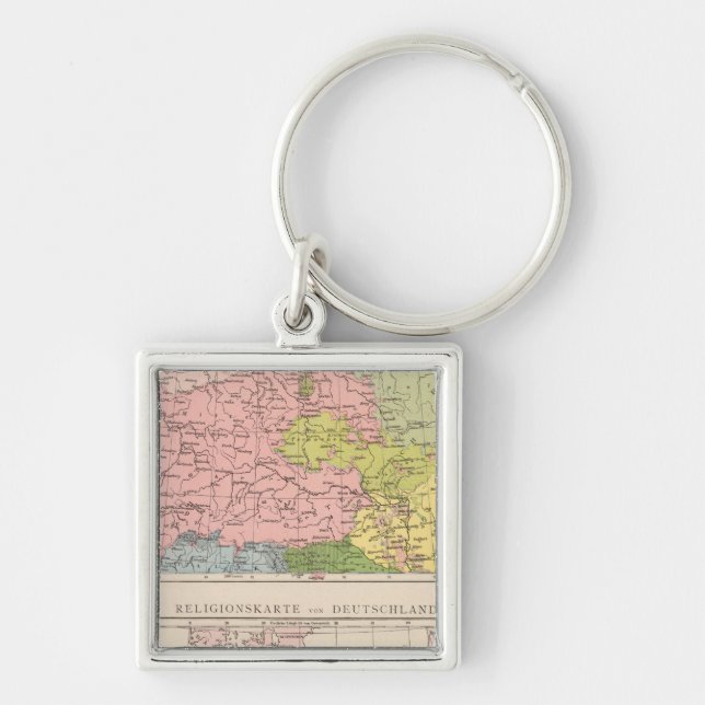 Map of Languages and Religions in Germany Key Ring (Front)