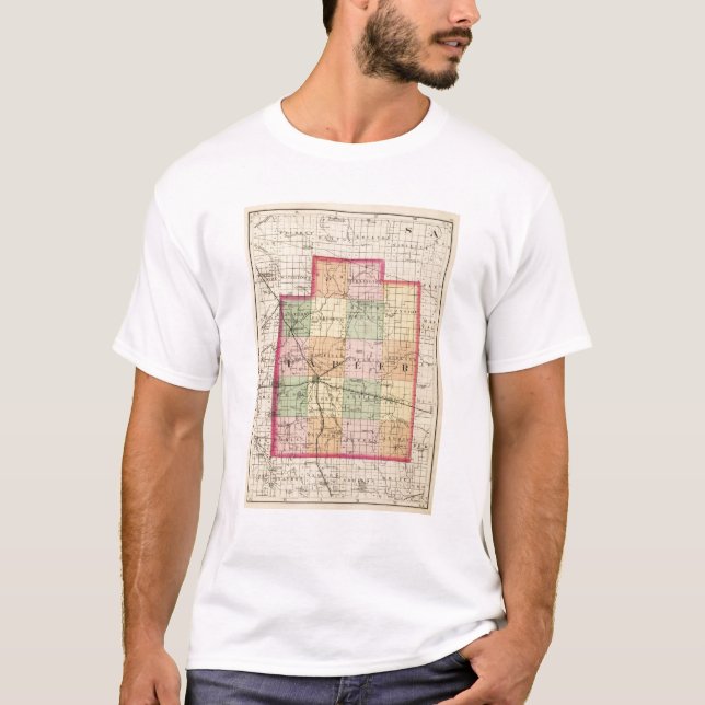 Map of Lapeer County, Michigan T-Shirt (Front)