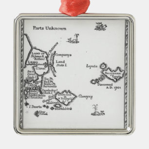 Map of Laputa, Balnibari, Luggnagg Metal Tree Decoration