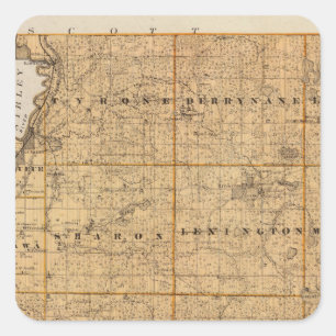 Map of Le Sueur County, Minnesota Square Sticker