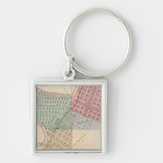 Map of Le Sueur, Map of Cleveland, Minnesota Key Ring (Front)
