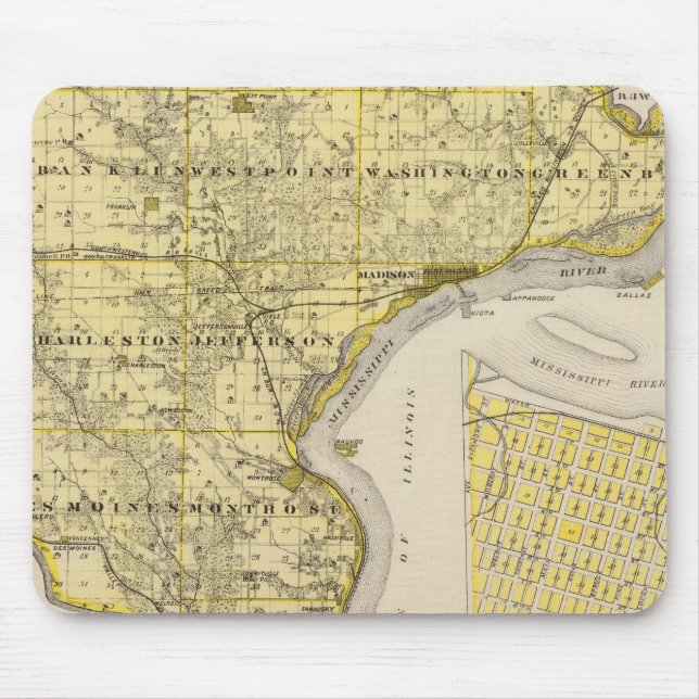 Map of Lee County and Montrose, State of Iowa Mouse Pad (Front)