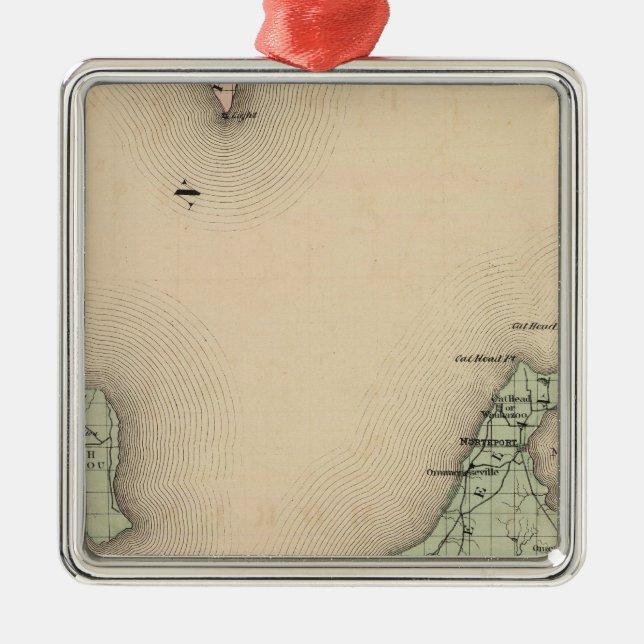 Map of Leelanau County, Michigan Metal Tree Decoration (Front)
