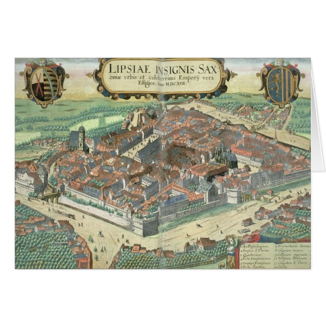 Map of Leipzig, from 'Civitates Orbis Terrarum' by (Front Horizontal)