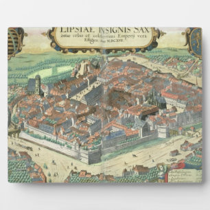 Map of Leipzig, from 'Civitates Orbis Terrarum' by Plaque