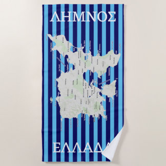 Map of Lemnos in Greek Beach Towel