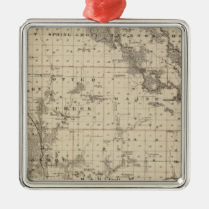 Map of Linn County, State of Iowa Metal Tree Decoration
