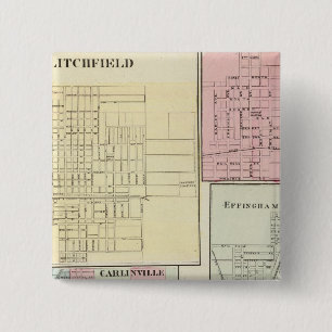 Map of Litchfield, Carlinsville, Salem 15 Cm Square Badge