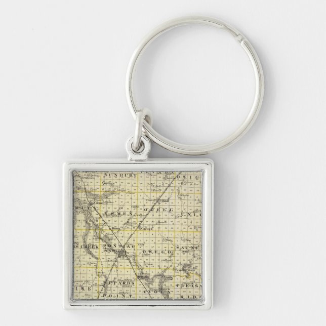 Map of Livingston County and Pontiac Key Ring (Front)