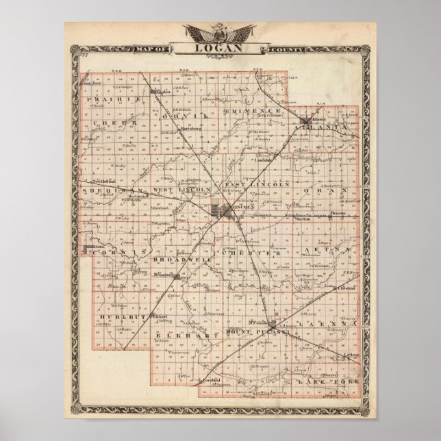 Map of Logan County Poster (Front)