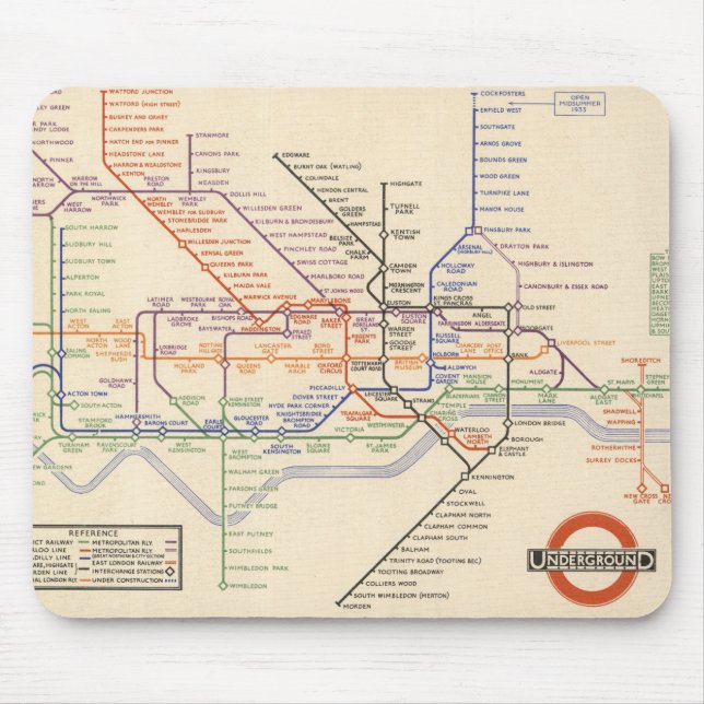 Map of London's Underground Railways Mouse Pad (Front)