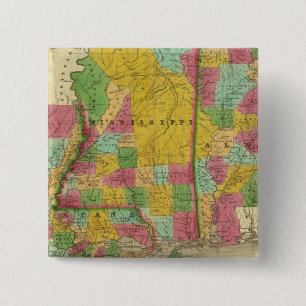Map of Louisiana, Mississippi and Alabama 15 Cm Square Badge