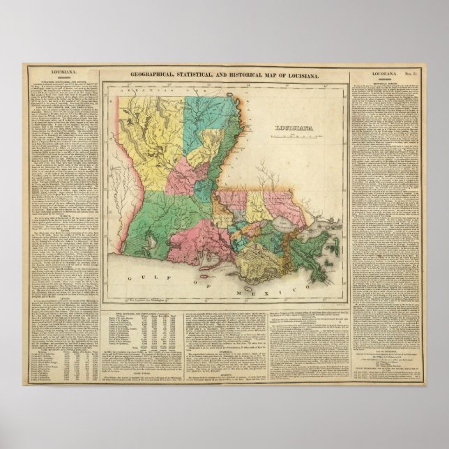 Map Of Louisiana Poster (Front)
