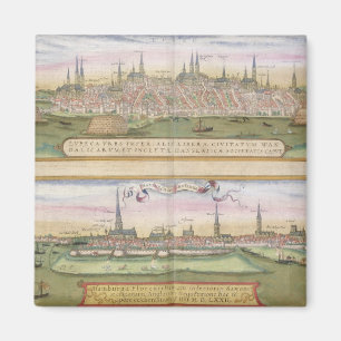 Map of Lubeck and Hamburg, from 'Civitates Orbis T Magnet