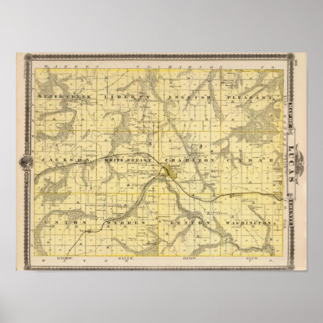 Map of Lucas County, State of Iowa Poster (Front)