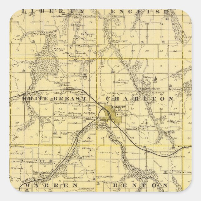 Map of Lucas County, State of Iowa Square Sticker (Front)