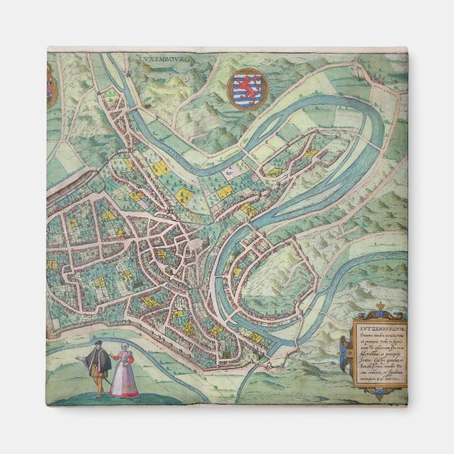 Map of Luxembourg, from 'Civitates Orbis Terrarum' Magnet (Front)