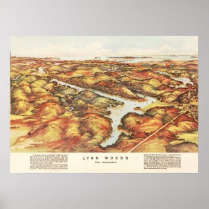 Map of Lynn Woods, Massachusetts in 1904 Poster