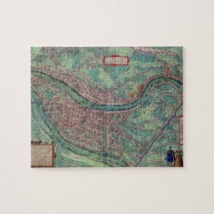 Map of Lyon, from 'Civitates Orbis Terrarum' by Ge Jigsaw Puzzle
