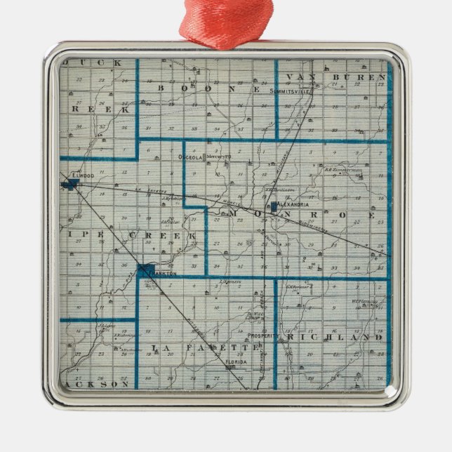 Map of Madison County Metal Tree Decoration (Front)