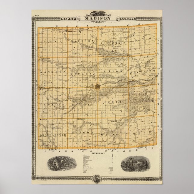 Map of Madison County, State of Iowa Poster (Front)