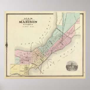 Map of Madison, Wisconsin Poster