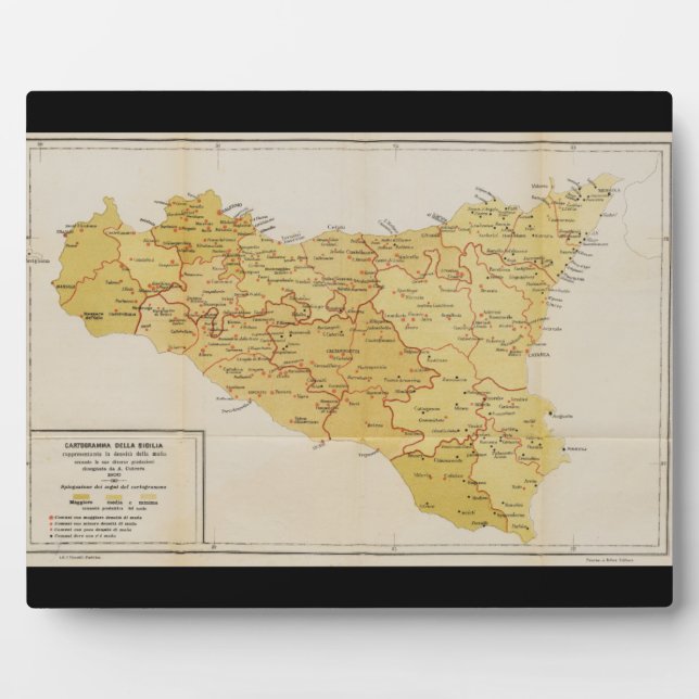 Map of Mafia Activity in Sicily Italy 1900 Plaque (Front)