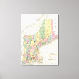 Map of Maine, New Hampshire, Vermont Canvas Print