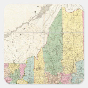 Map of Maine, New Hampshire, Vermont Square Sticker