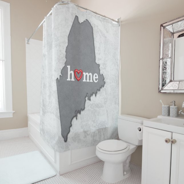 Map of MAINE with HOME and HEART Shower Curtain (In Situ)