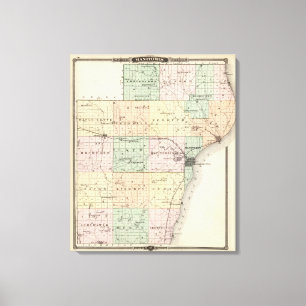 Map of Manitowoc County, State of Wisconsin Canvas Print