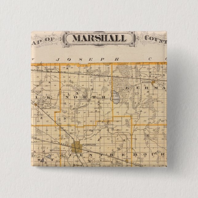 Map of Marshall County 15 Cm Square Badge (Front)