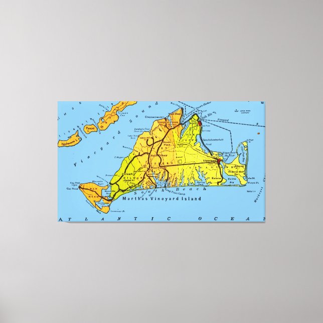 Map of Martha’s Vineyard MA Canvas Print (Front)