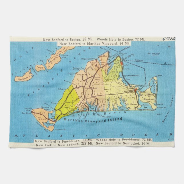 Map of Martha’s Vineyard  Martha’s Vineyard Tea Towel (Horizontal)