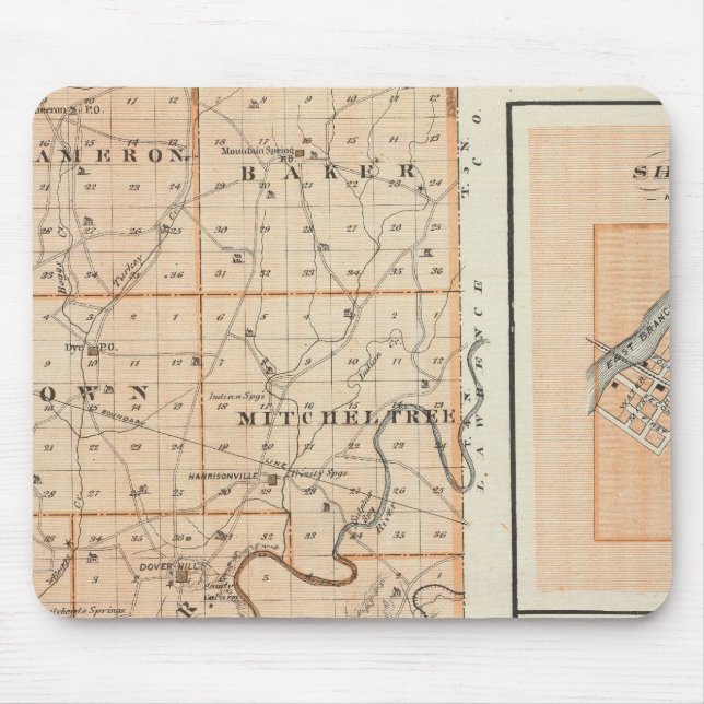 Map of Martin County with Shoals, Loogootee Mouse Pad (Front)