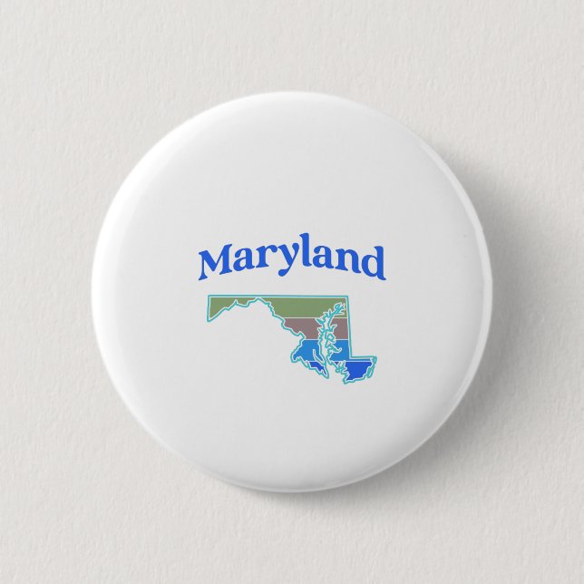 Map of Maryland 6 Cm Round Badge (Front)